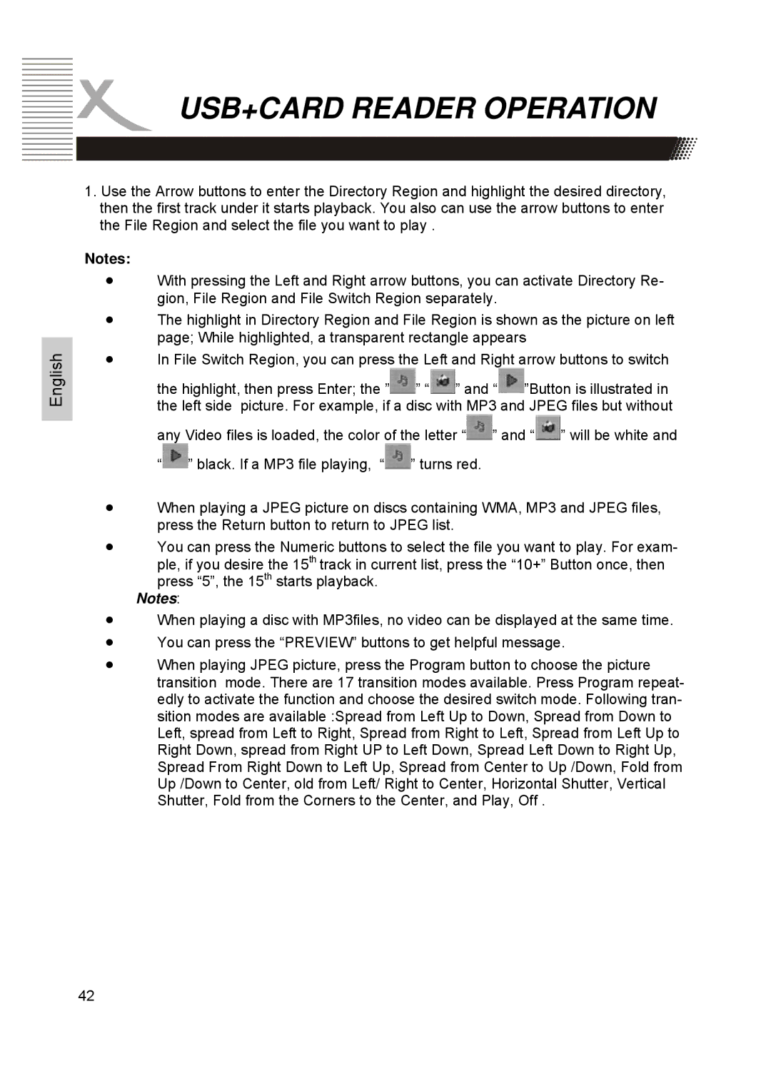 Xoro HTC1900D manual USB+CARD Reader Operation 