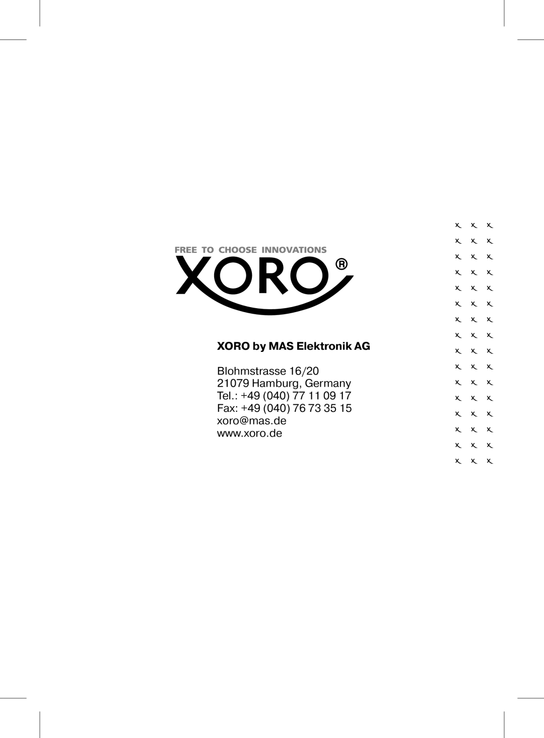 Xoro MPEG4 manual Xoro by MAS Elektronik AG 