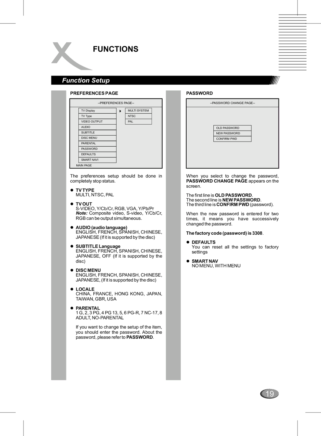 Xoro MPEG4 manual Preferences 