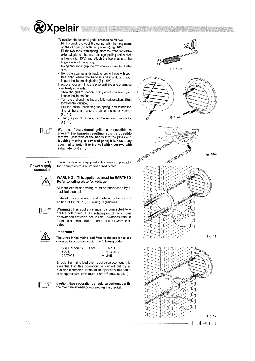 Xpelair 91154AA, 91175AA, 91173AA, 91174AA manual 