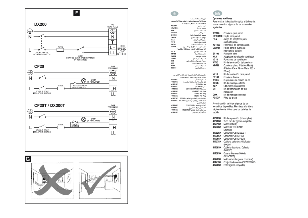 Xpelair operating instructions DX200 CF20 CF20T / DX200T 