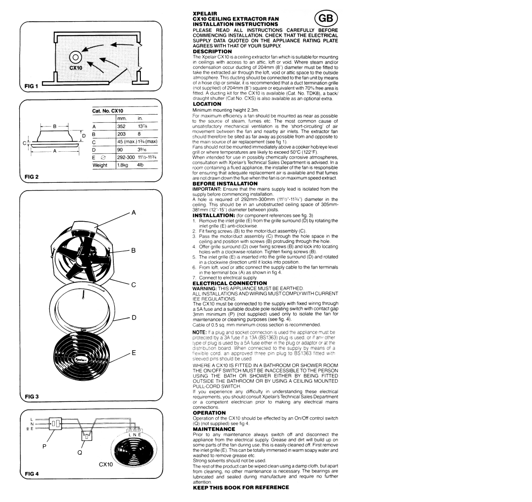 Xpelair CX10 installation instructions 