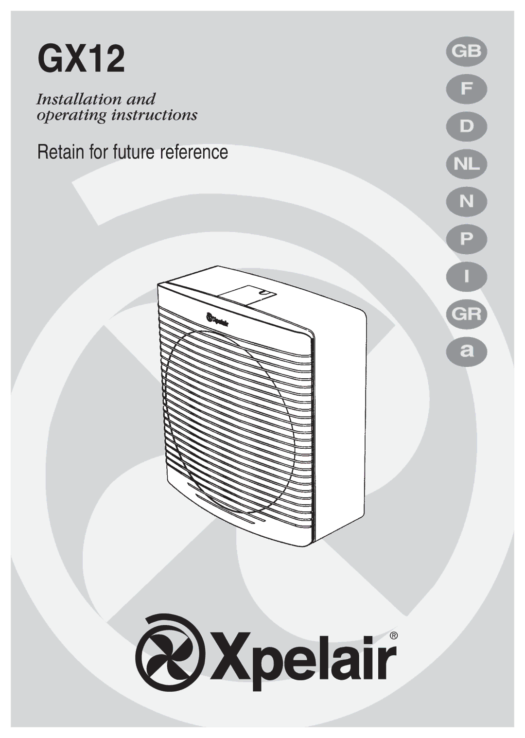 Xpelair manual GX12GB 