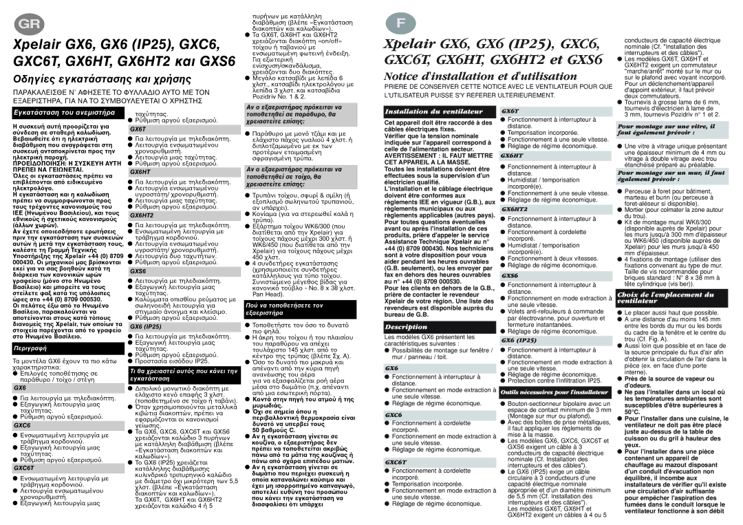 Xpelair GX6 manual Installation du ventilateur, Choix de lemplacement du ventilateur, Outils nécessaires pour linstallateur 