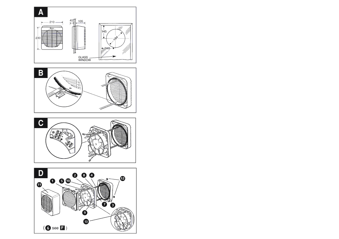 Xpelair GX6 manual Glass Window 