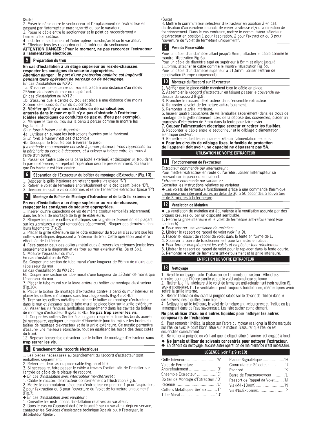 Xpelair WX12, WX9 operating instructions 