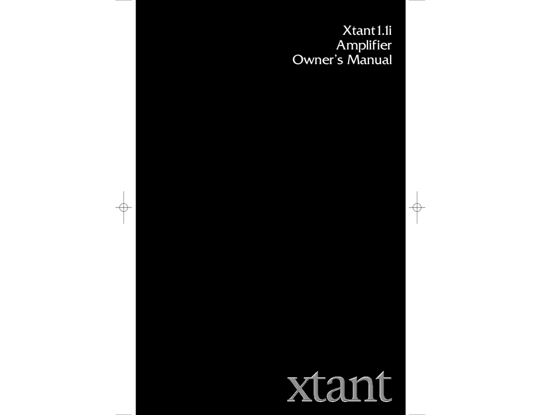 Xtant owner manual Xtant1.1i Amplifier 