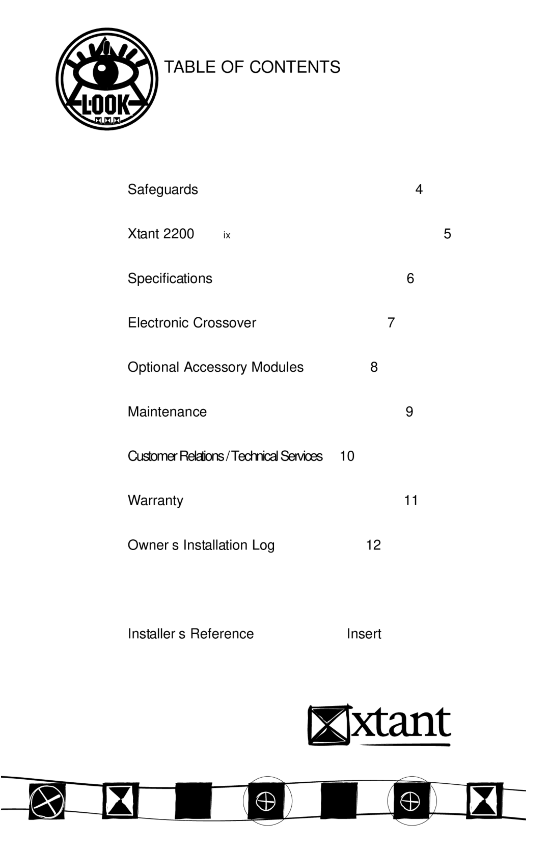 Xtant 2200ix manual Table of Contents 