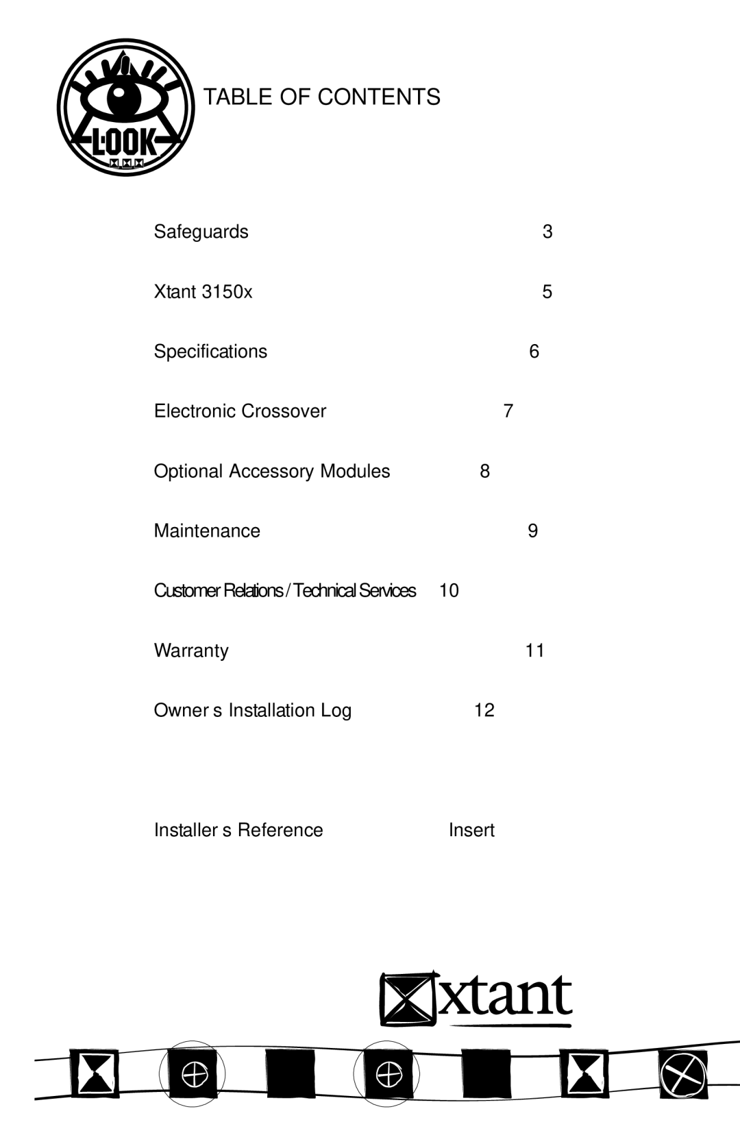 Xtant 3150X manual Table of Contents 