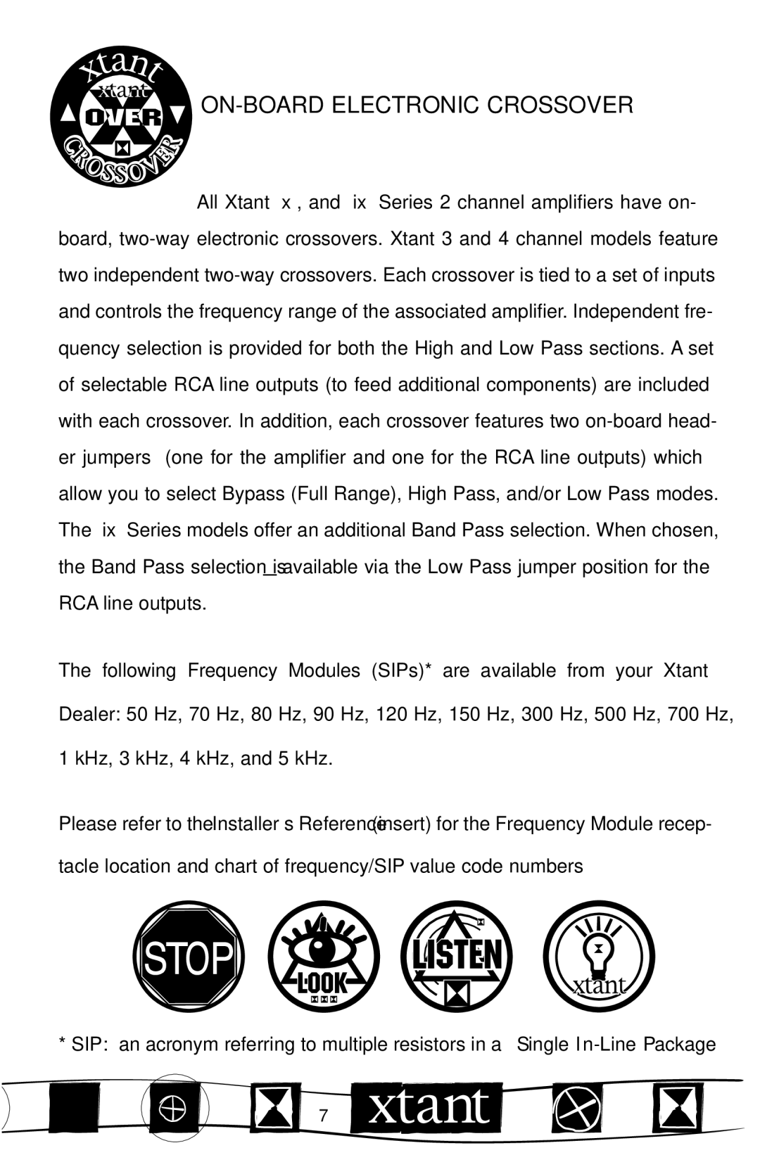 Xtant 3150X manual ON-BOARD Electronic Crossover 