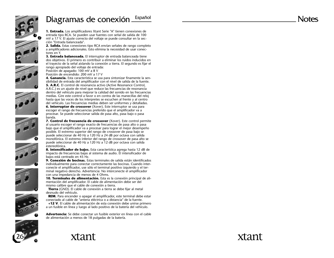 Xtant A4004, A2002 owner manual Diagramas de conexión 