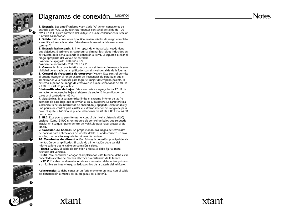 Xtant A3001/A6001 owner manual Diagramas de conexión 