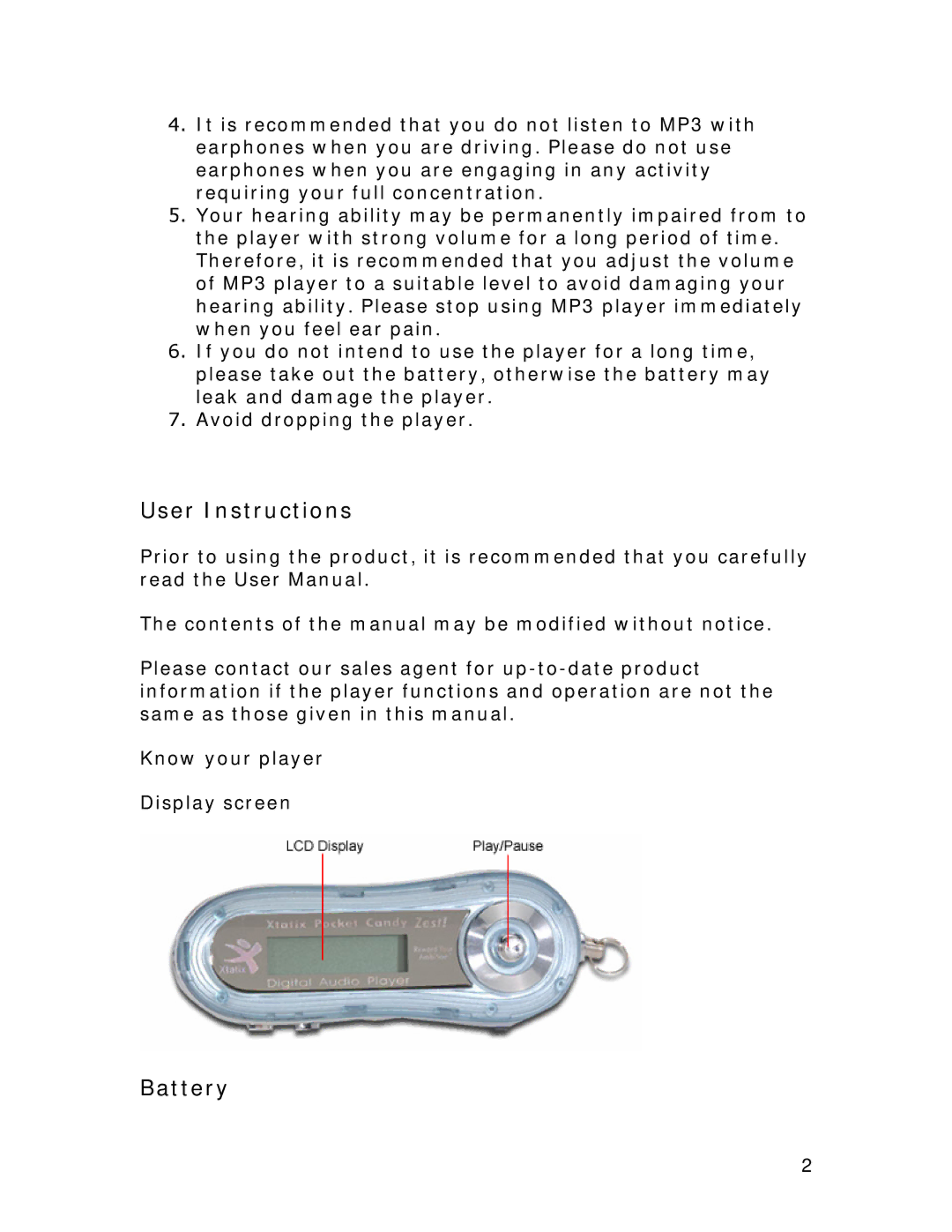 Xtatix Pocket Candy Zent user manual User Instructions 