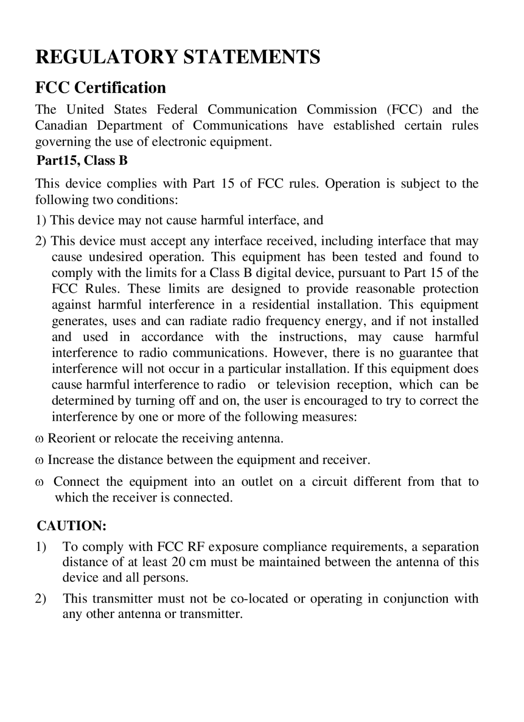 Xterasys USB Adapter user manual Regulatory Statements, Part15, Class B 