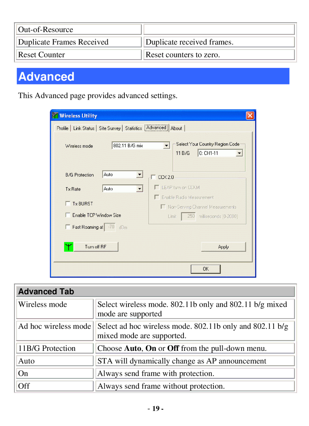 Xterasys USB Adapter user manual Advanced Tab 