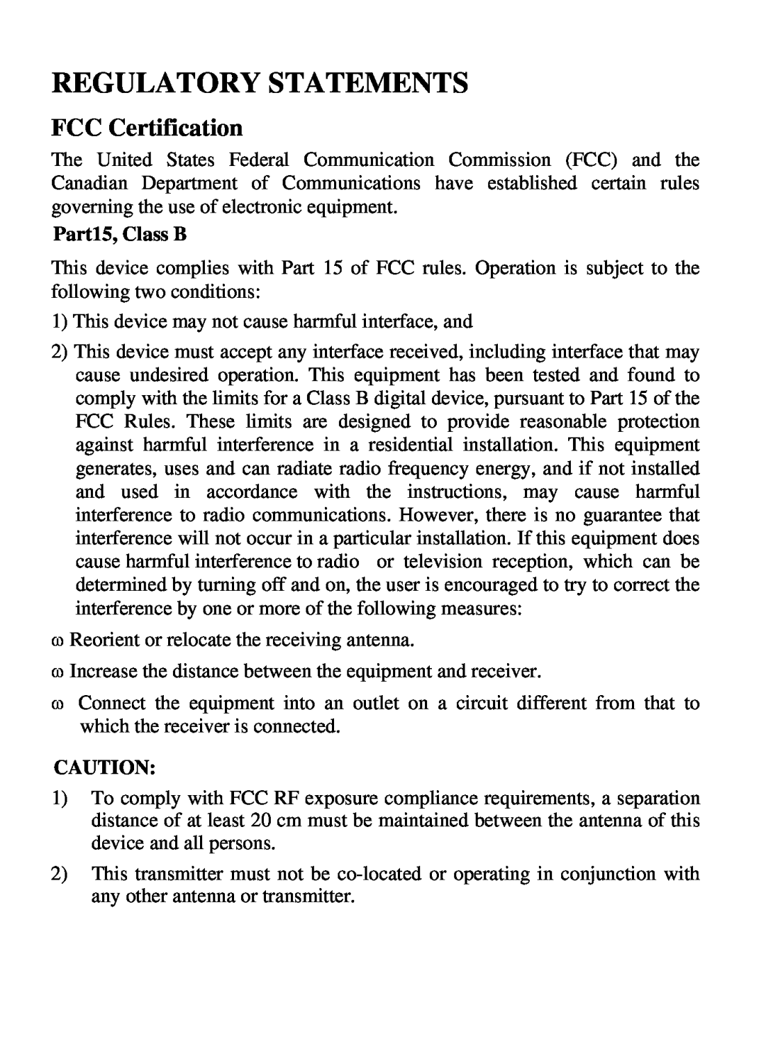 Xterasys USB Adapter user manual Regulatory Statements, FCC Certification 