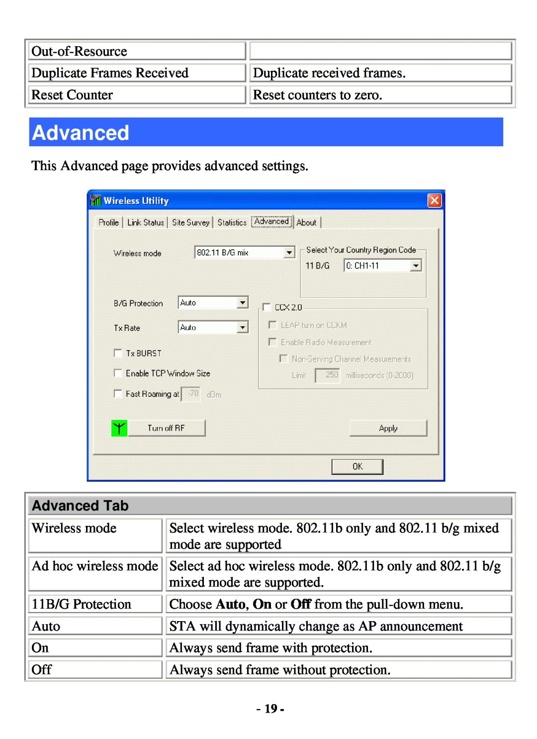 Xterasys USB Adapter user manual Advanced Tab 