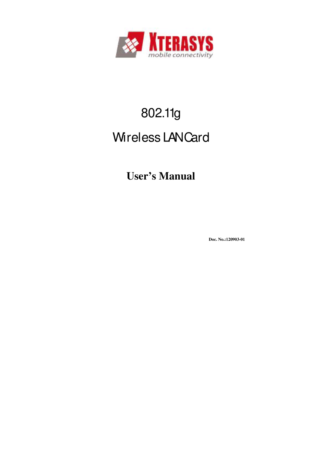 Xterasys user manual 802.11g Wireless LAN Card 