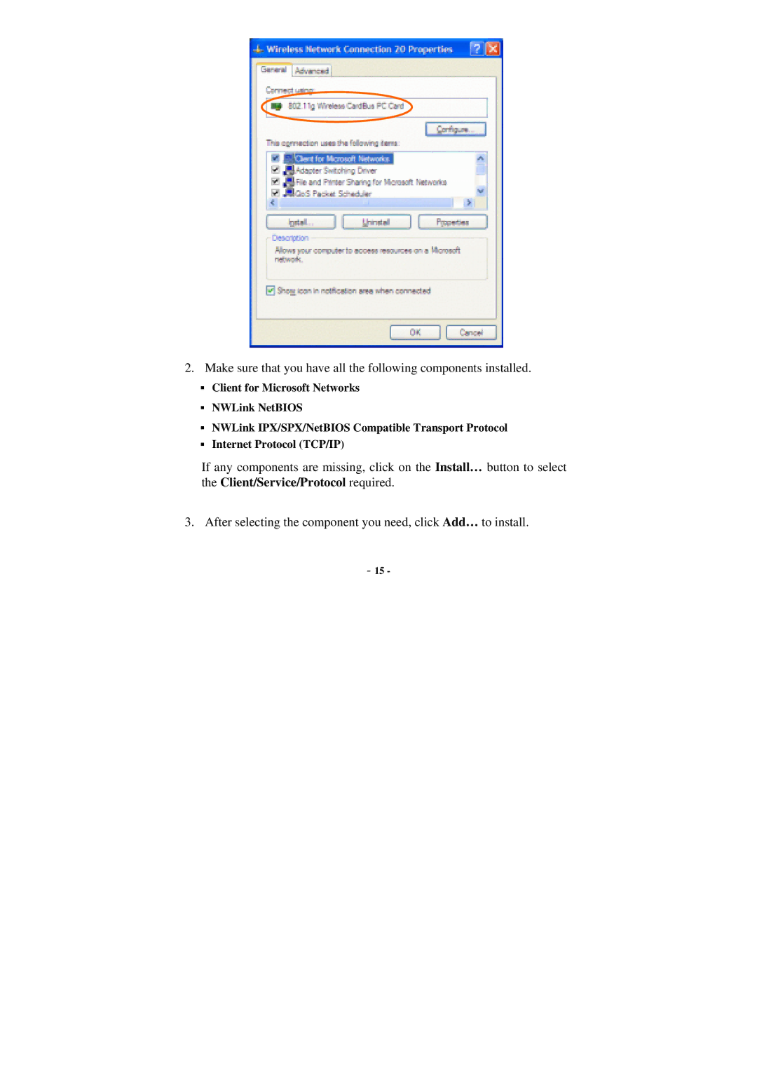 Xterasys Wireless LAN Card user manual 