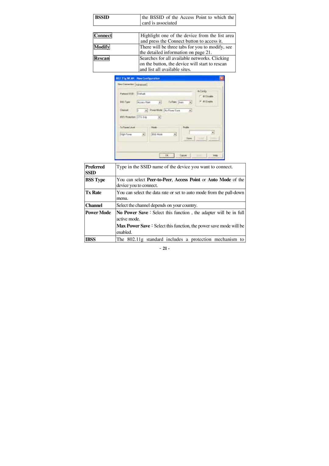 Xterasys Wireless LAN Card user manual Modify, Device you to connect, Menu, Enabled 