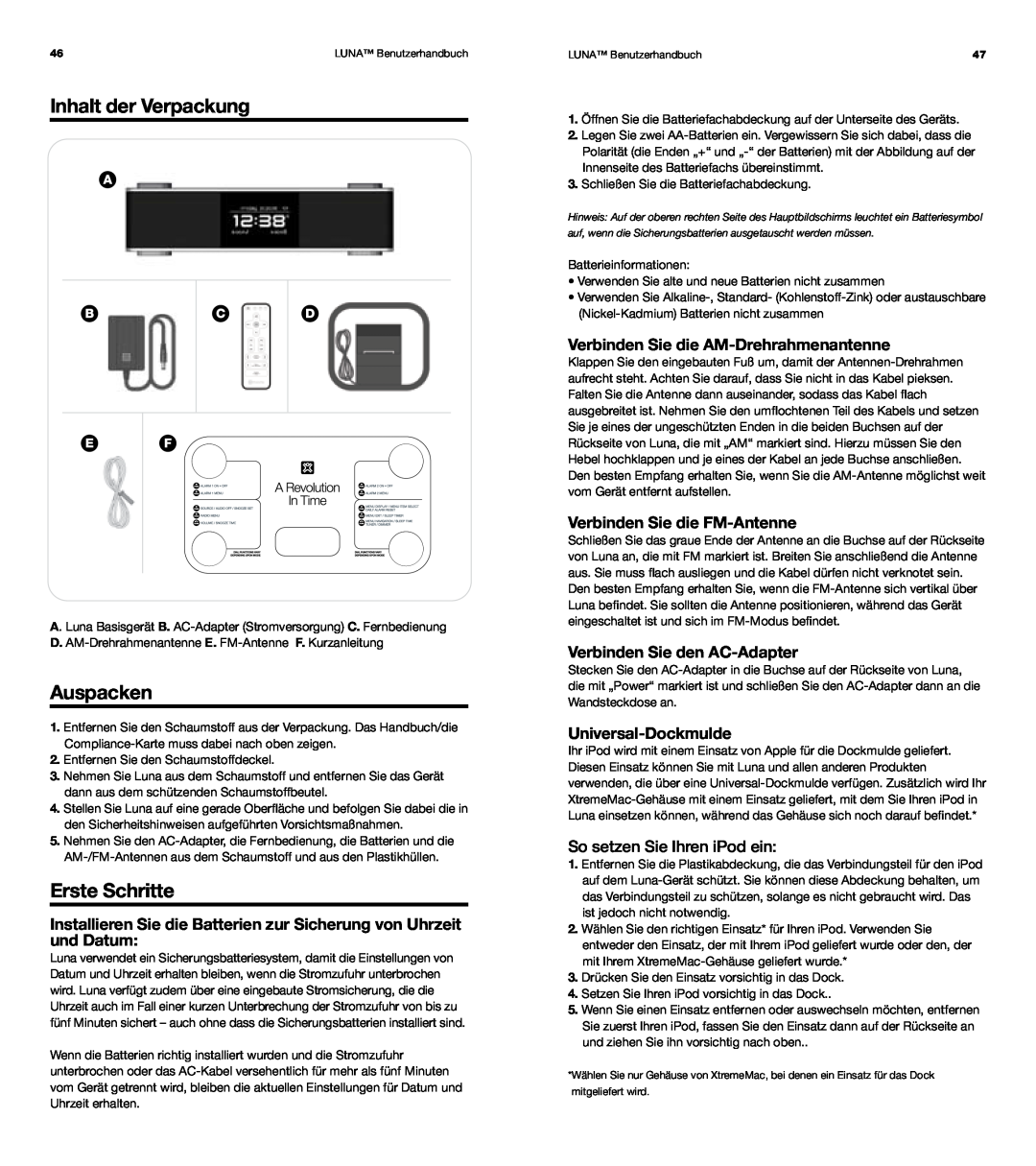 XtremeMac Room Audio System Inhalt der Verpackung, Auspacken, Erste Schritte, Verbinden Sie die AM-Drehrahmenantenne 