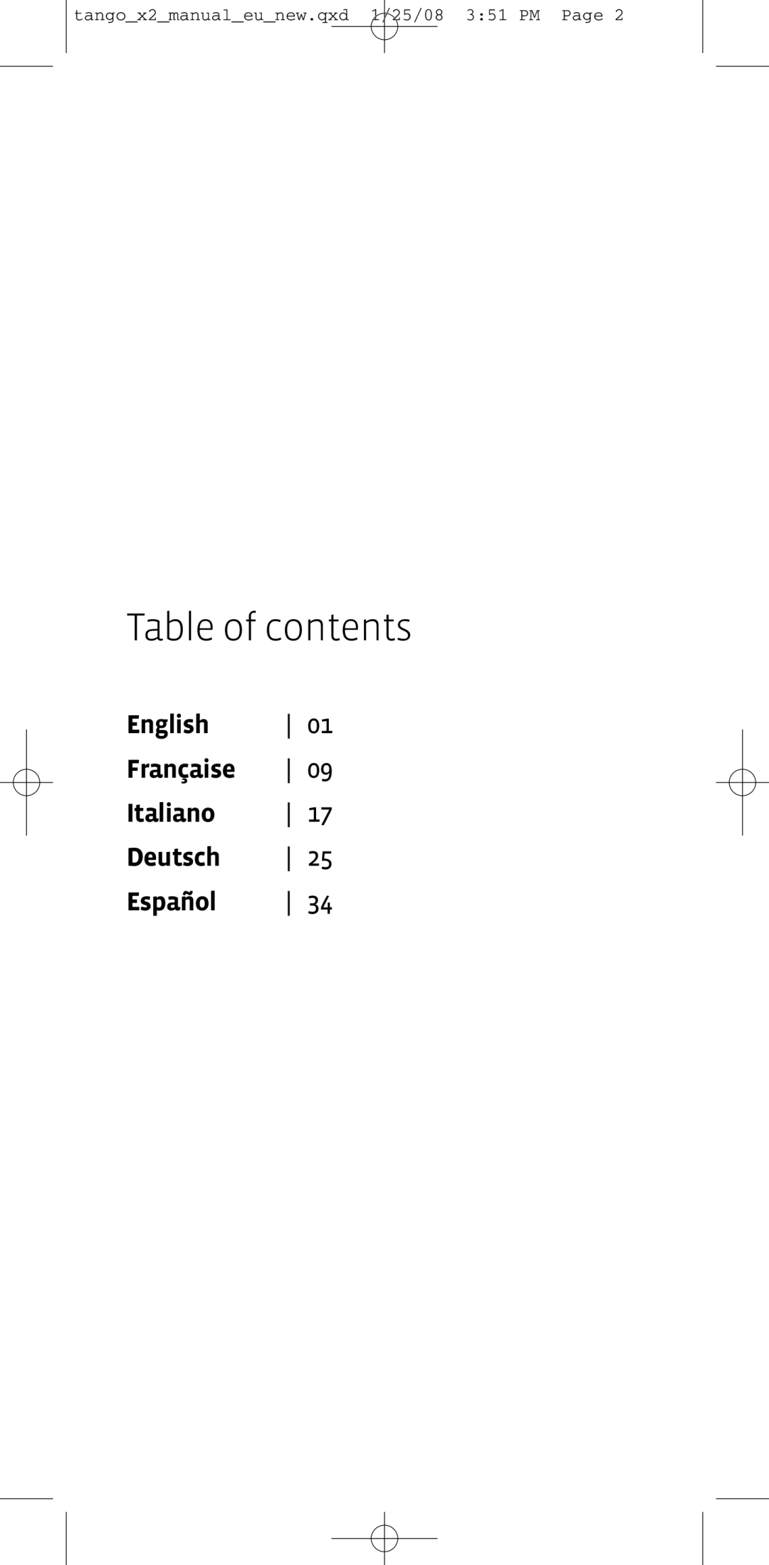 XtremeMac X2 manual Table of contents 