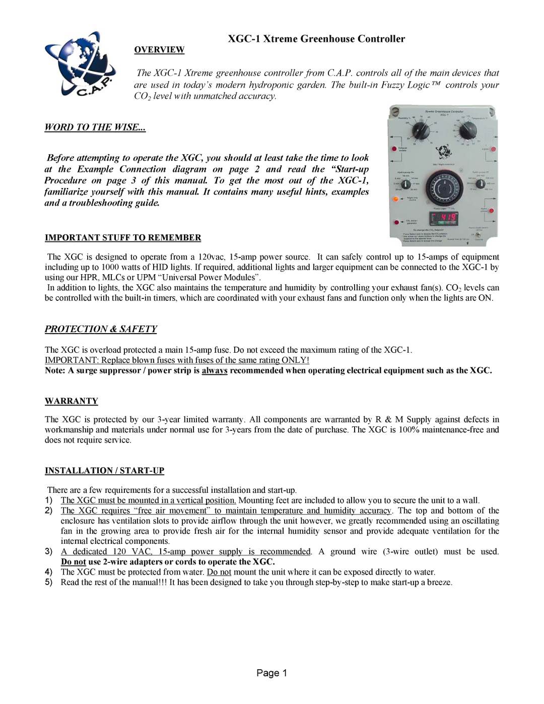 XtremeMac XGC-1 warranty Overview, Important Stuff to Remember, Warranty, Installation / START-UP 