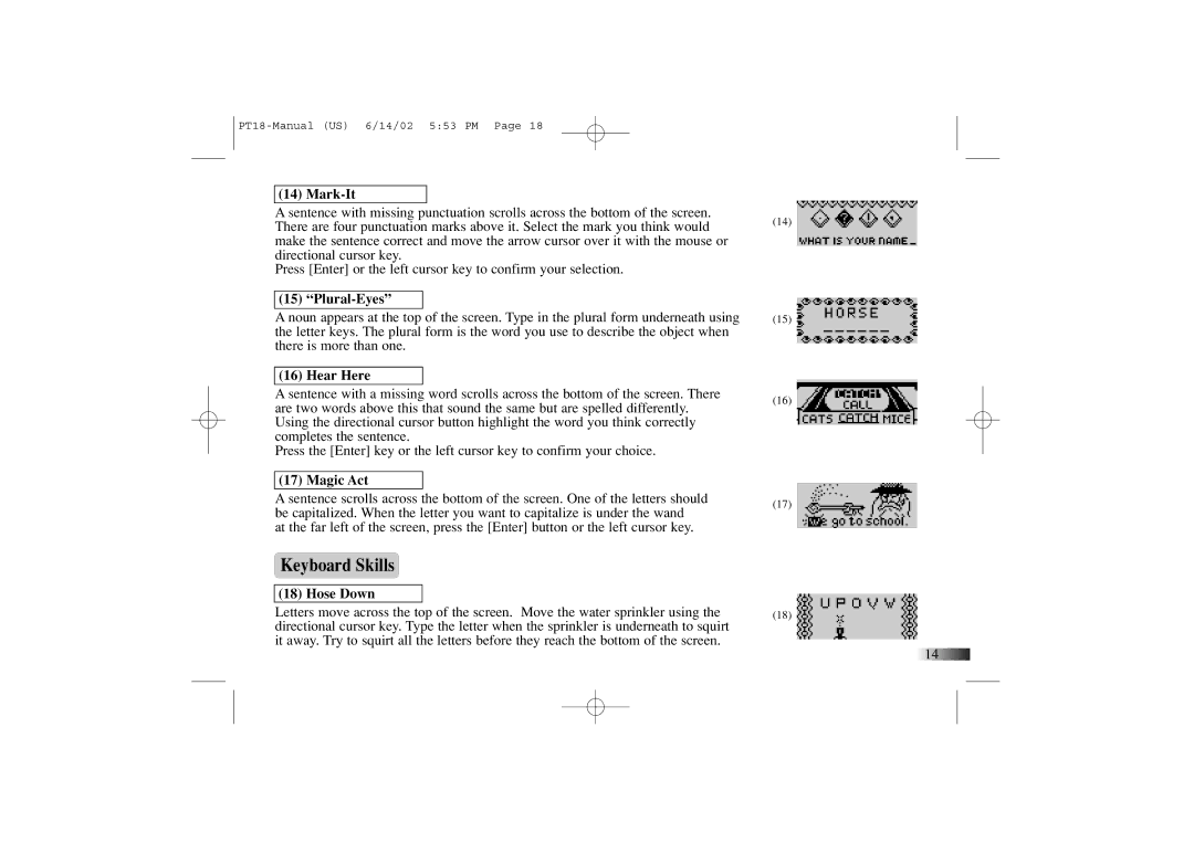 Yakumo PT18 manual Keyboard Skills 