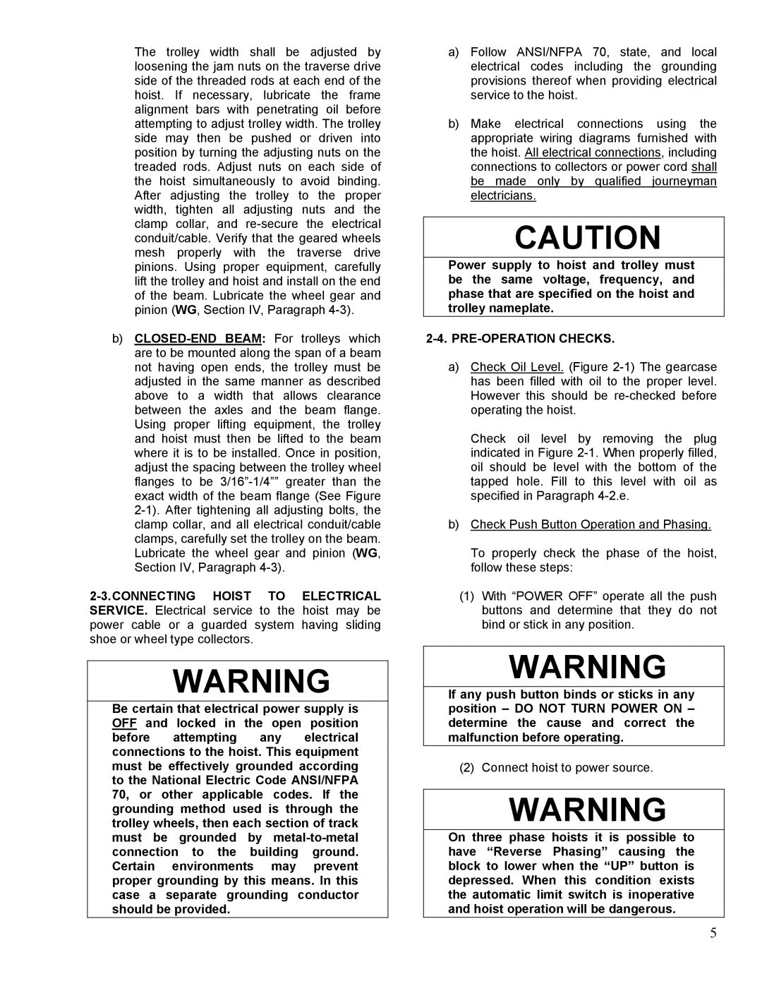 Yale 11353395D manual PRE-OPERATION Checks 