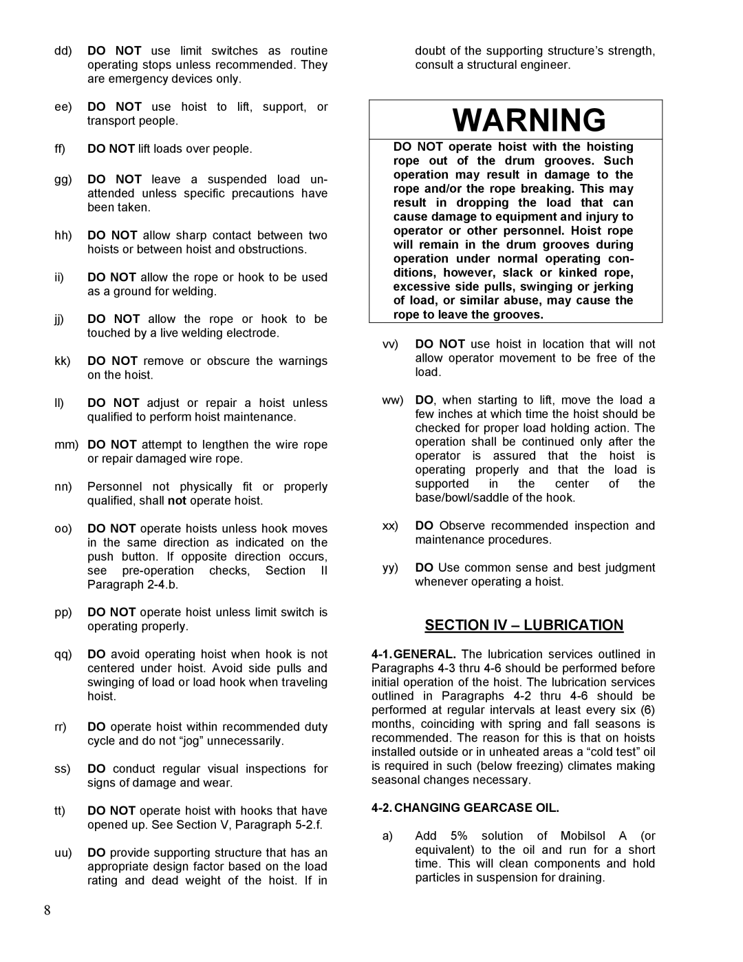 Yale 11353395D manual Section IV Lubrication, Changing Gearcase OIL 