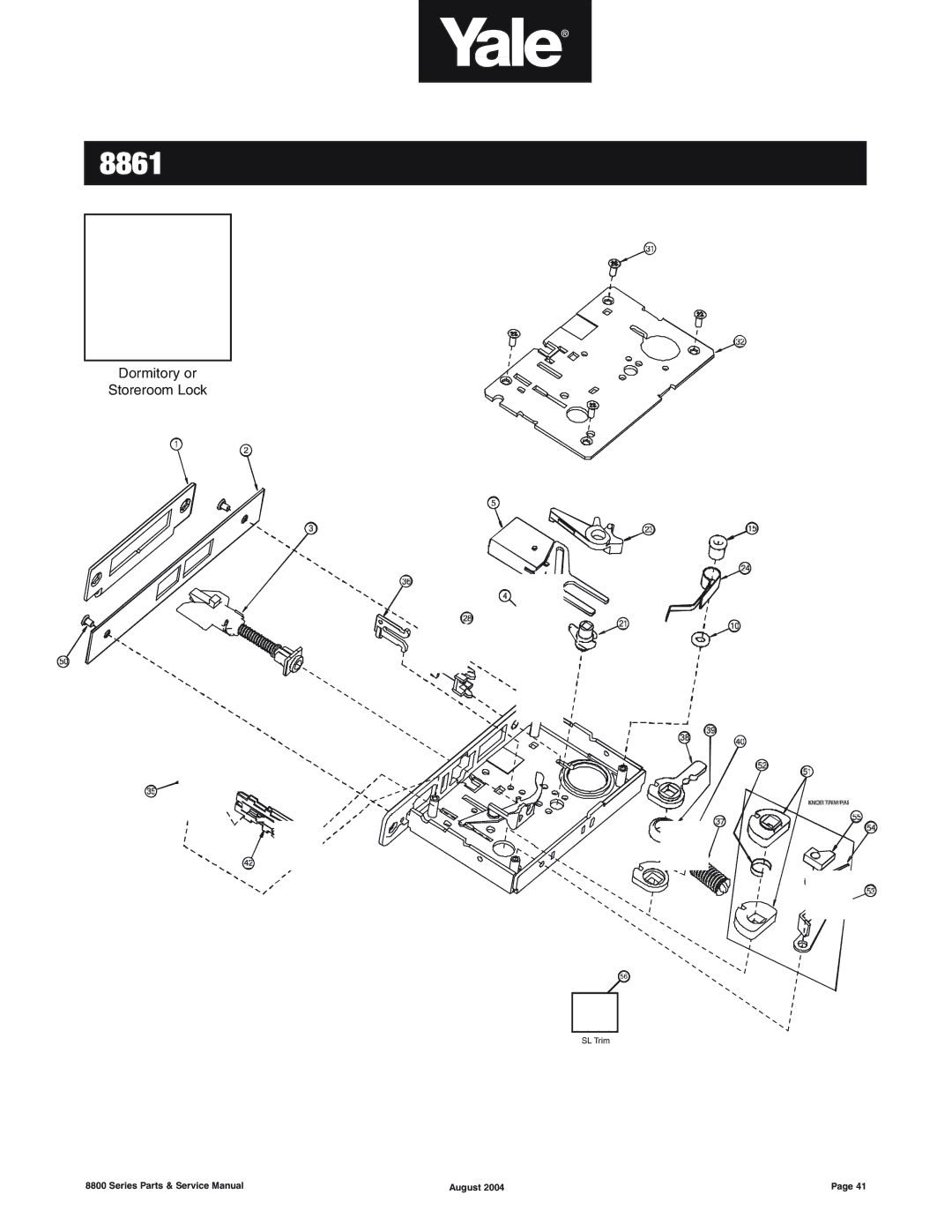 Yale 8800 SERIES manual Dormitory or Storeroom Lock 