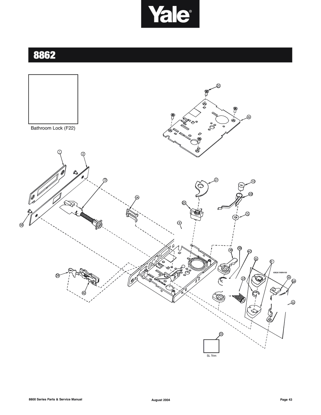 Yale 8800 SERIES manual Bathroom Lock F22 