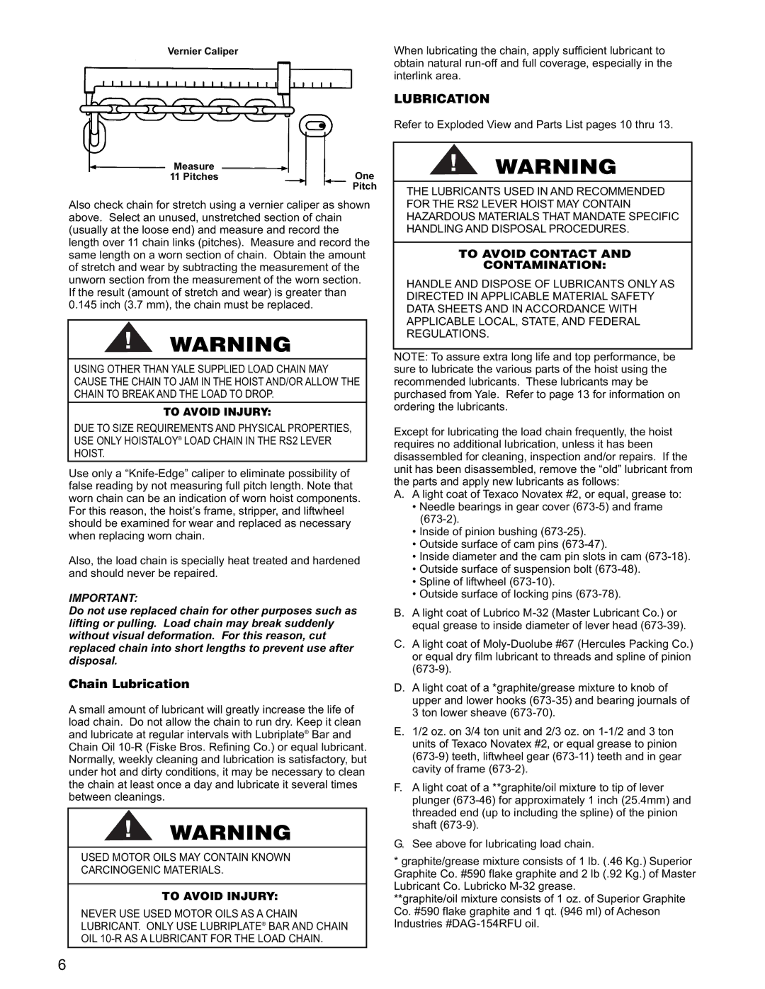 Yale RS2 manual Chain Lubrication 