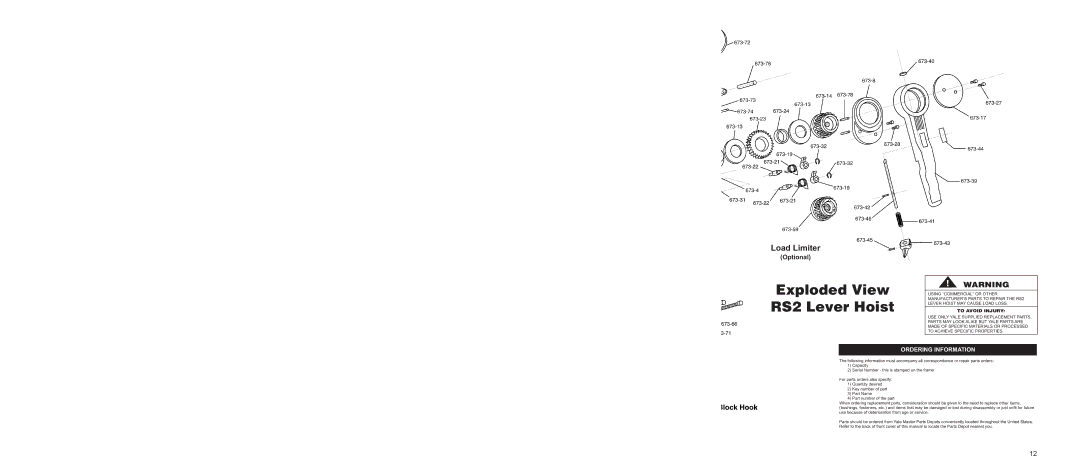 Yale manual Exploded View RS2 Lever Hoist 