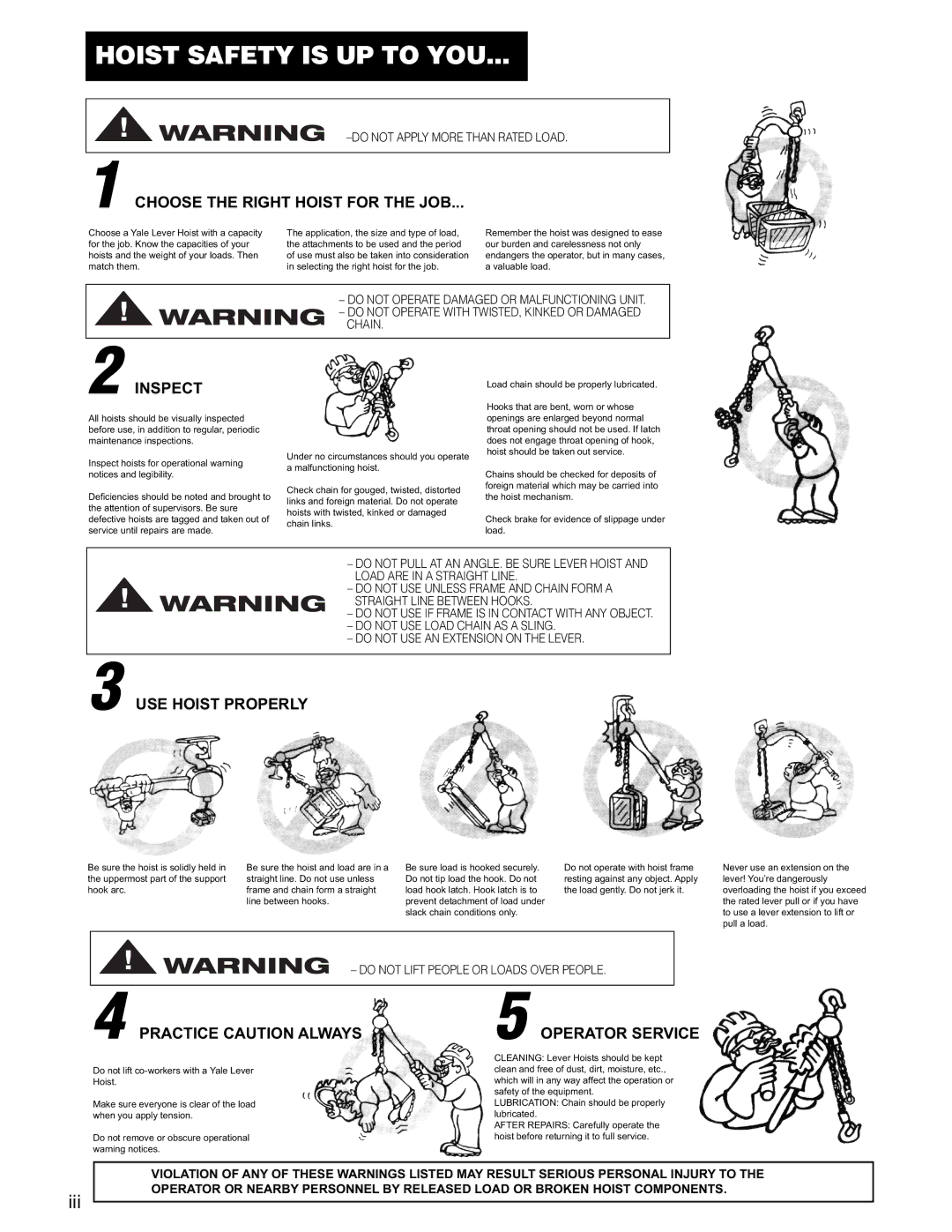 Yale RS2 manual Hoist Safety is UP to YOU 