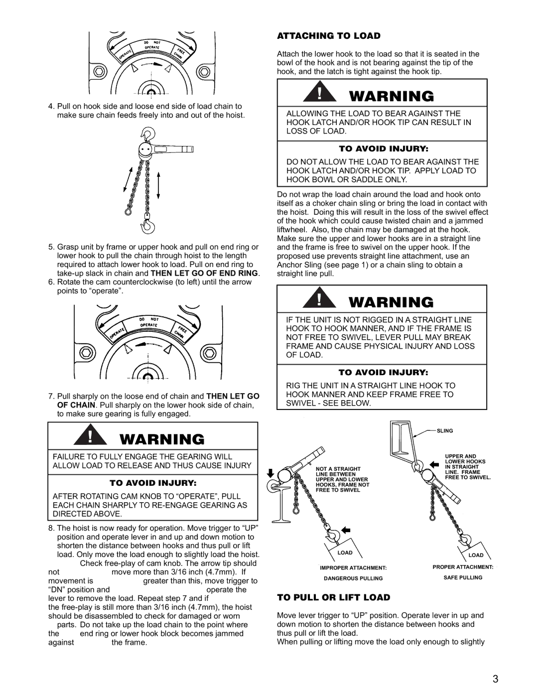 Yale RS2 manual Attaching to Load, To Pull or Lift Load 