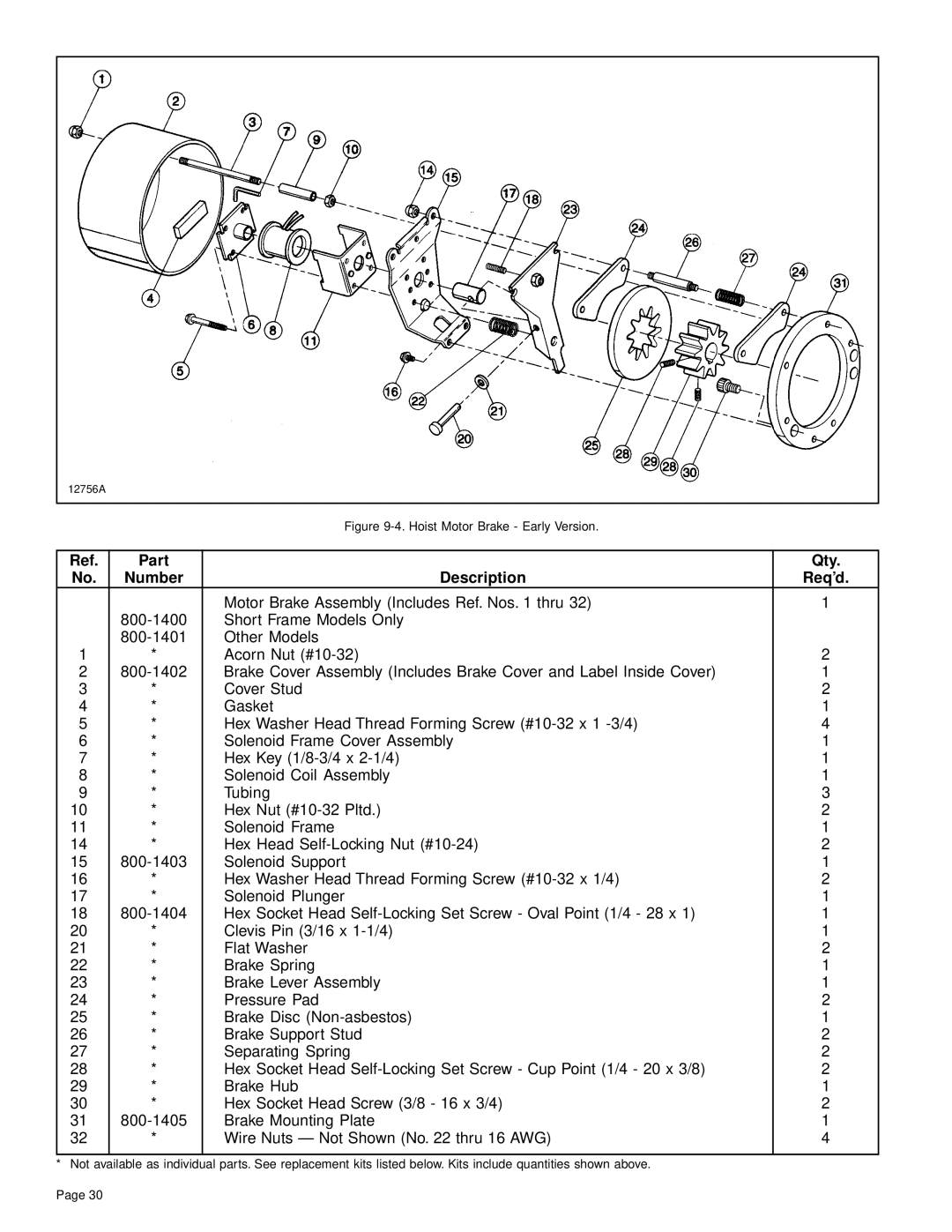 Yale Series Y80 manual Hoist Motor Brake Early Version 