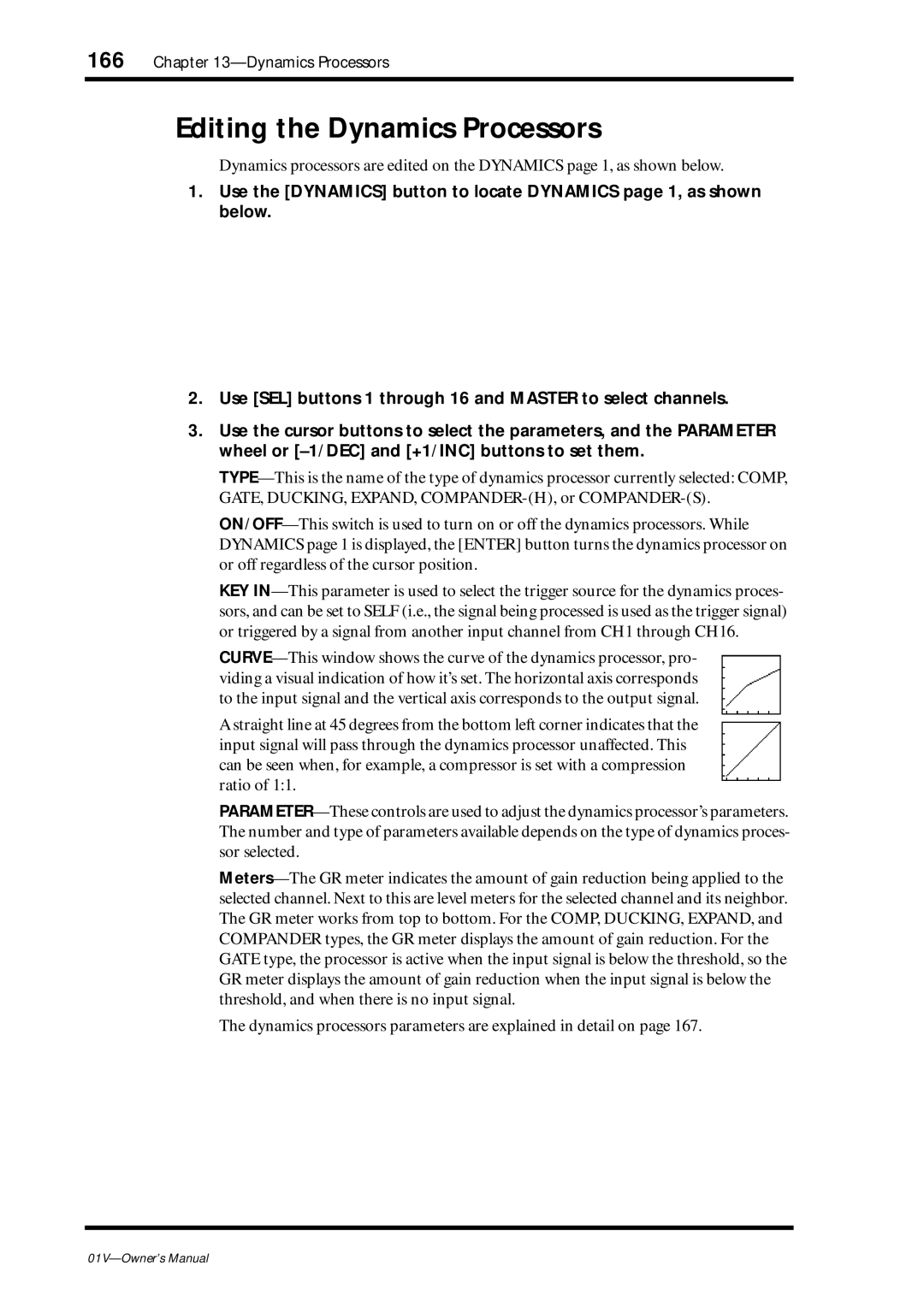 Yamaha 01v owner manual Editing the Dynamics Processors 