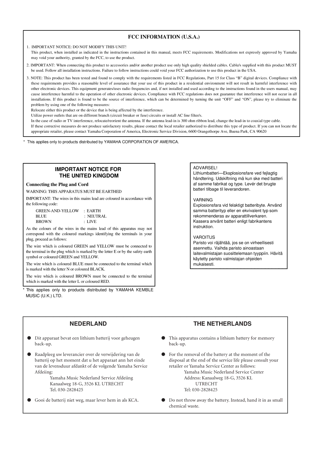 Yamaha 01v owner manual Nederland Netherlands 