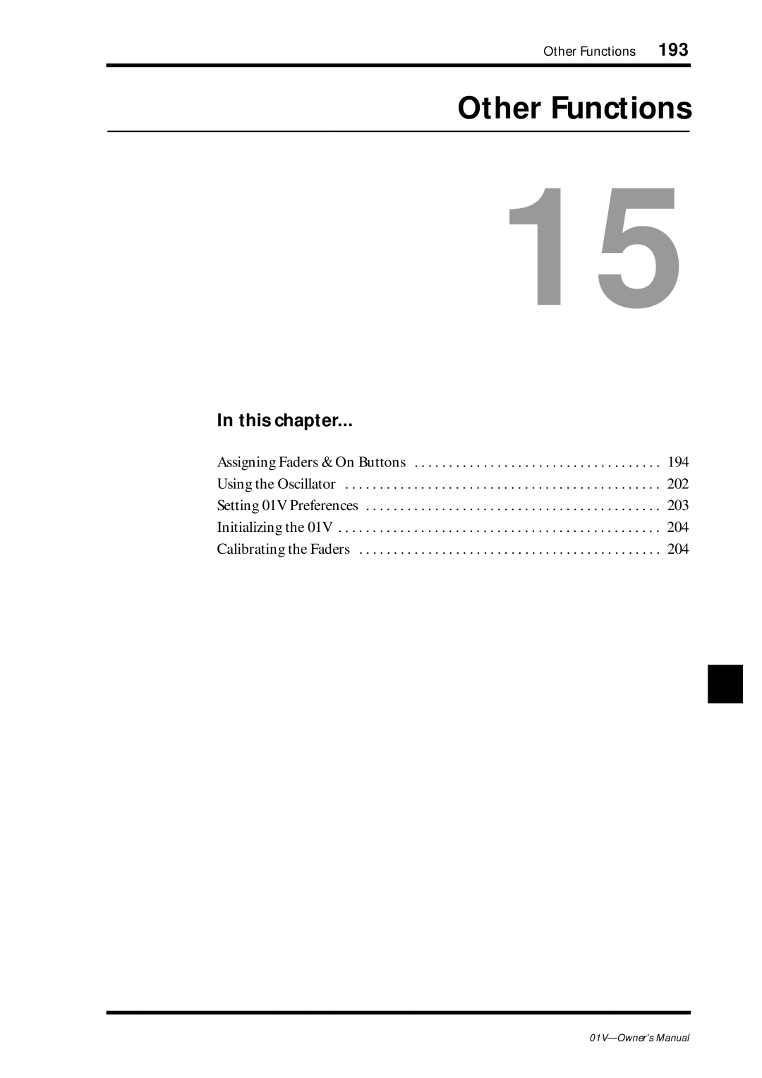 Yamaha 01v owner manual Other Functions, This chapter 