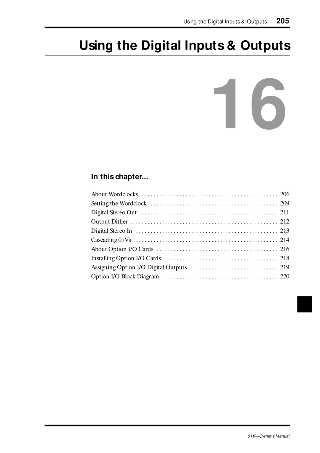 Yamaha 01v owner manual Using the Digital Inputs & Outputs, Assigning Option I/O Digital Outputs 