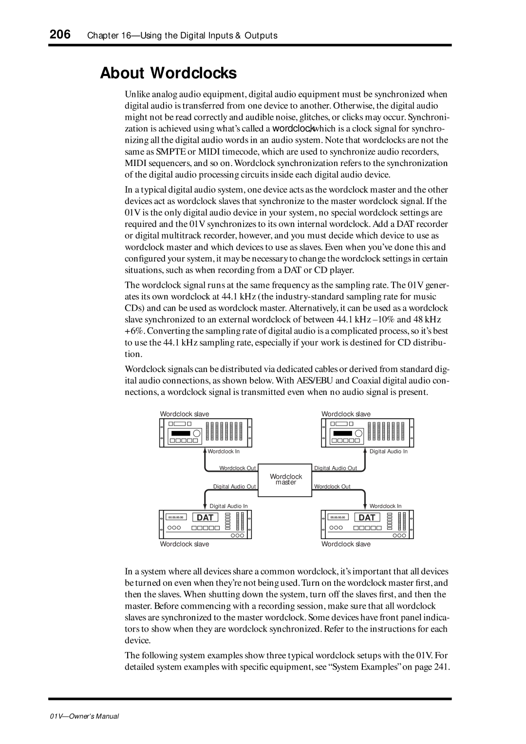 Yamaha 01v owner manual About Wordclocks 