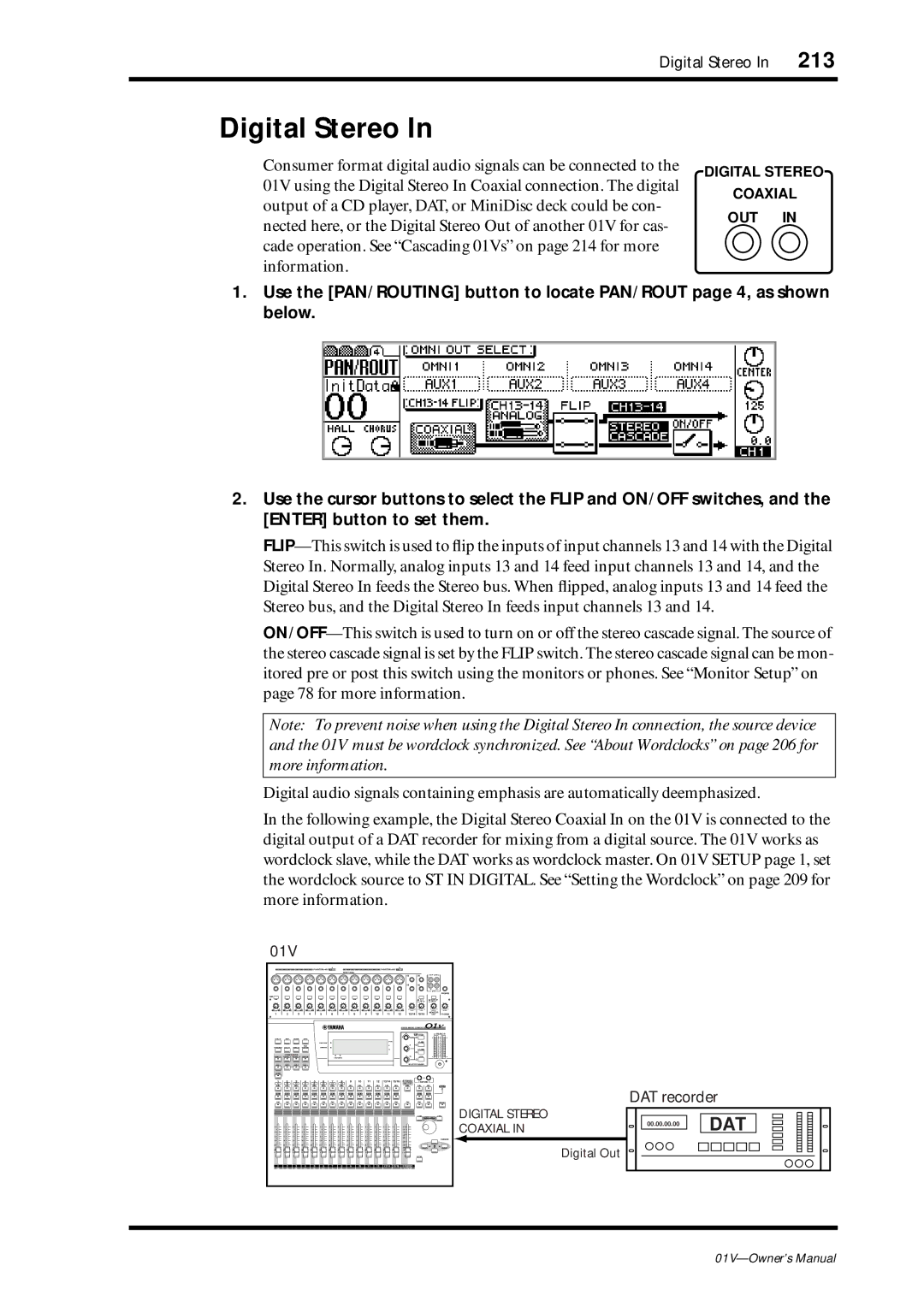 Yamaha 01v owner manual Digital Stereo 