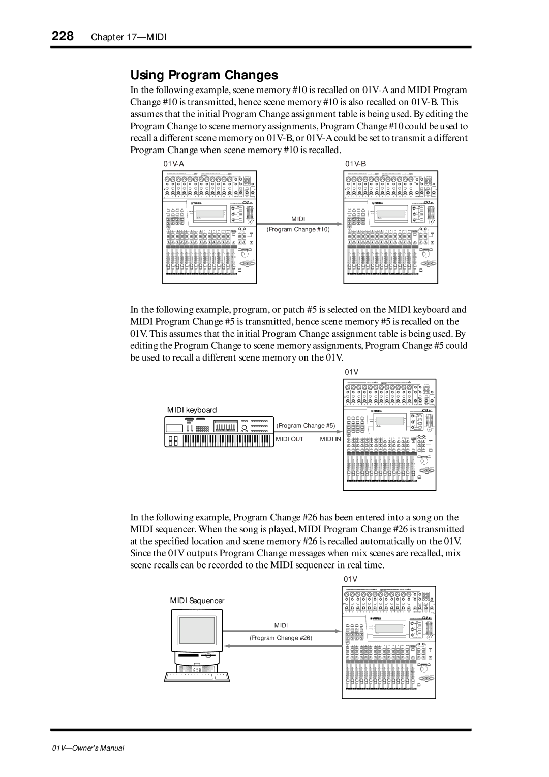 Yamaha 01v owner manual Using Program Changes, 01V-A 