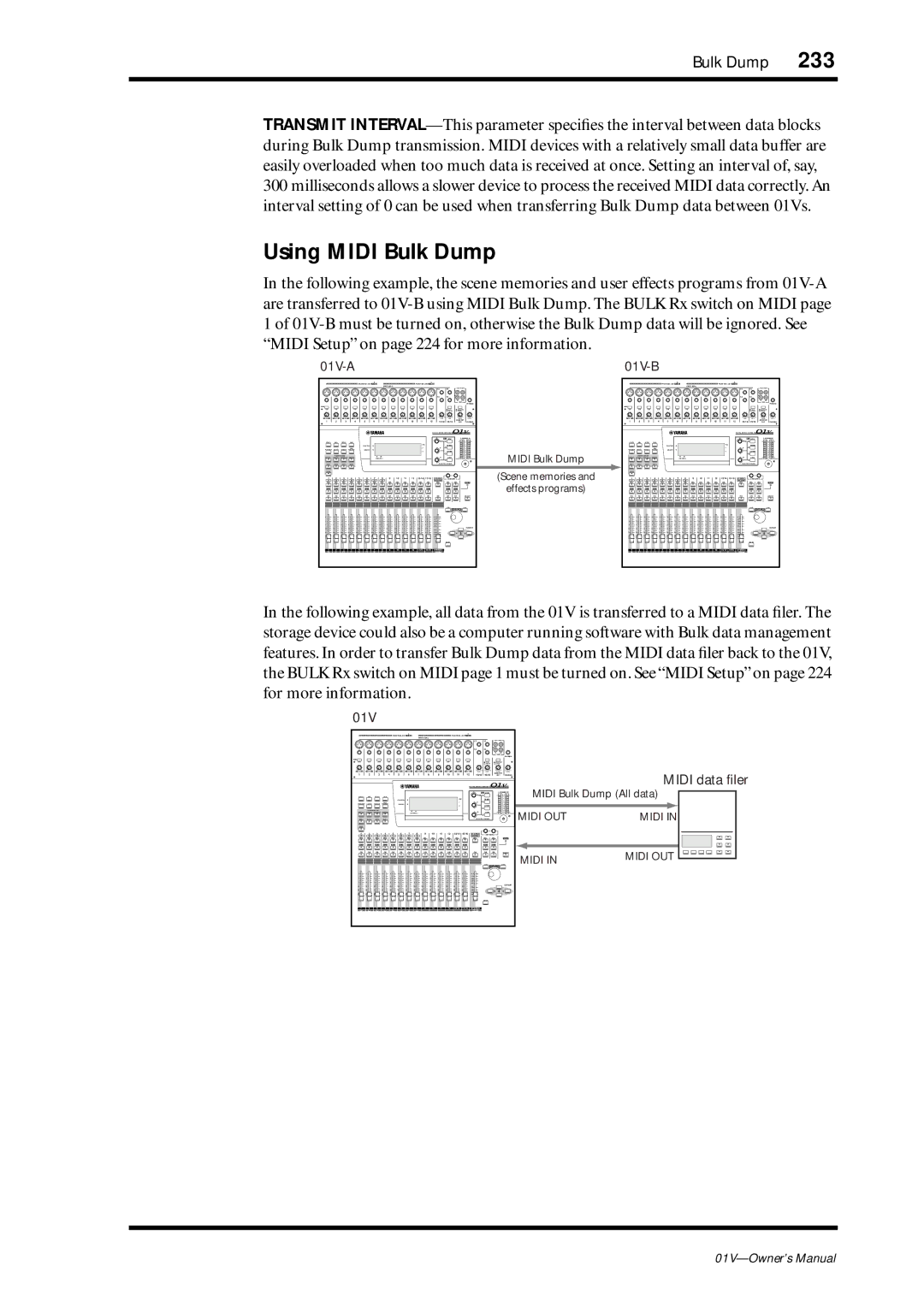 Yamaha 01v owner manual Using Midi Bulk Dump, 01V 