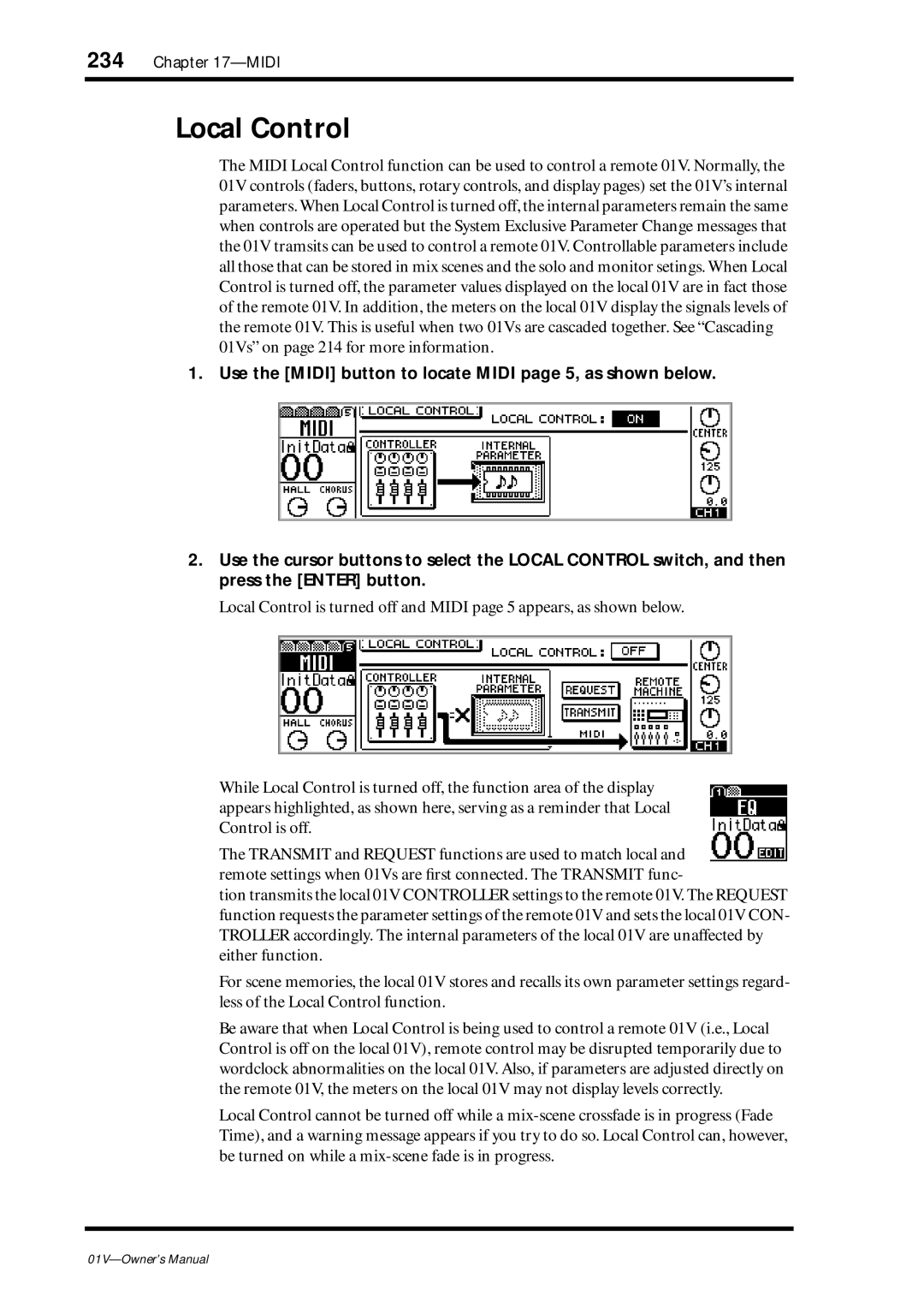 Yamaha 01v owner manual Local Control 