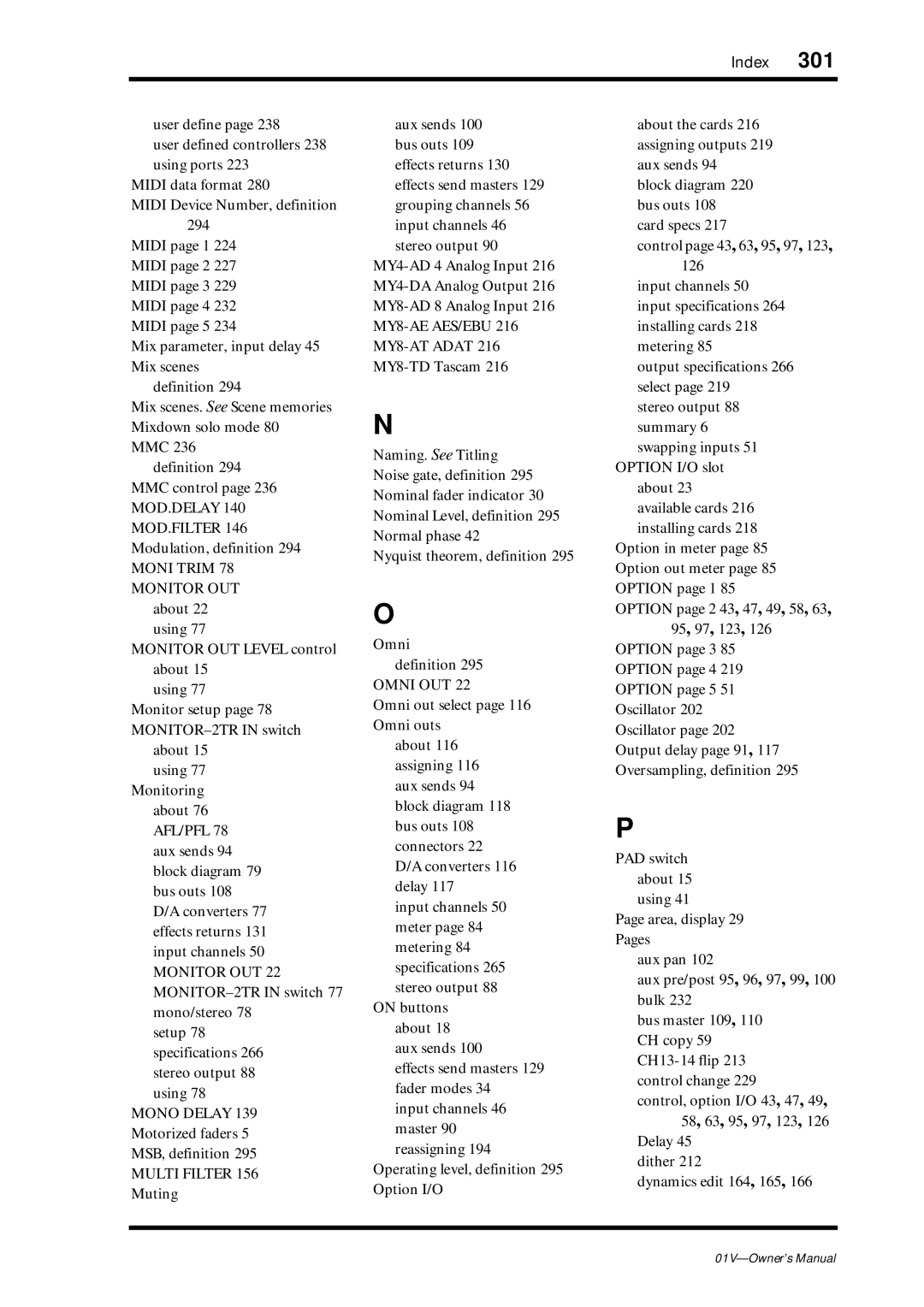 Yamaha 01v owner manual Omni OUT 