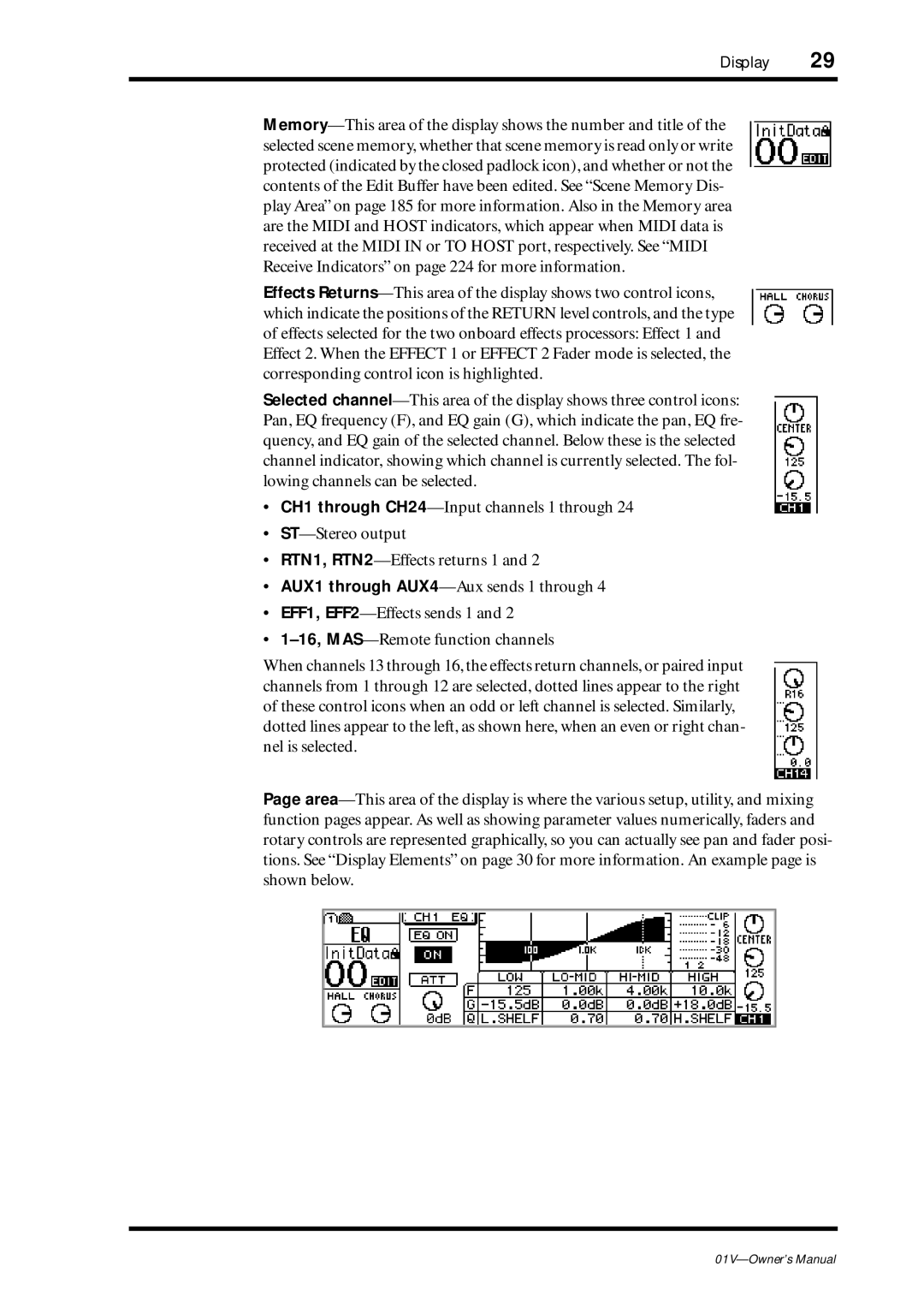 Yamaha 01v owner manual Display 