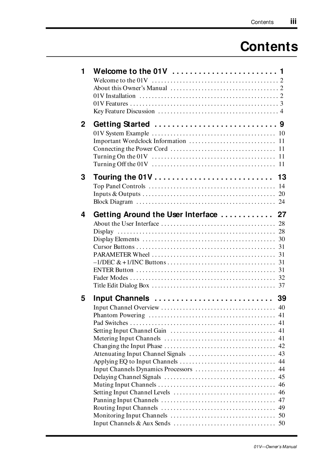 Yamaha 01v owner manual Contents 