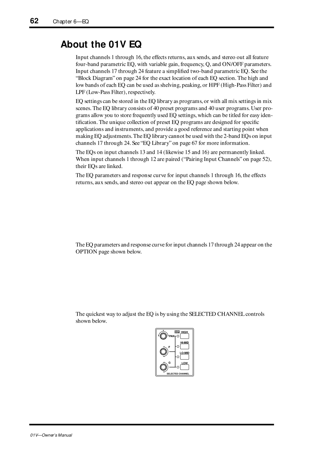 Yamaha 01v owner manual About the 01V EQ 